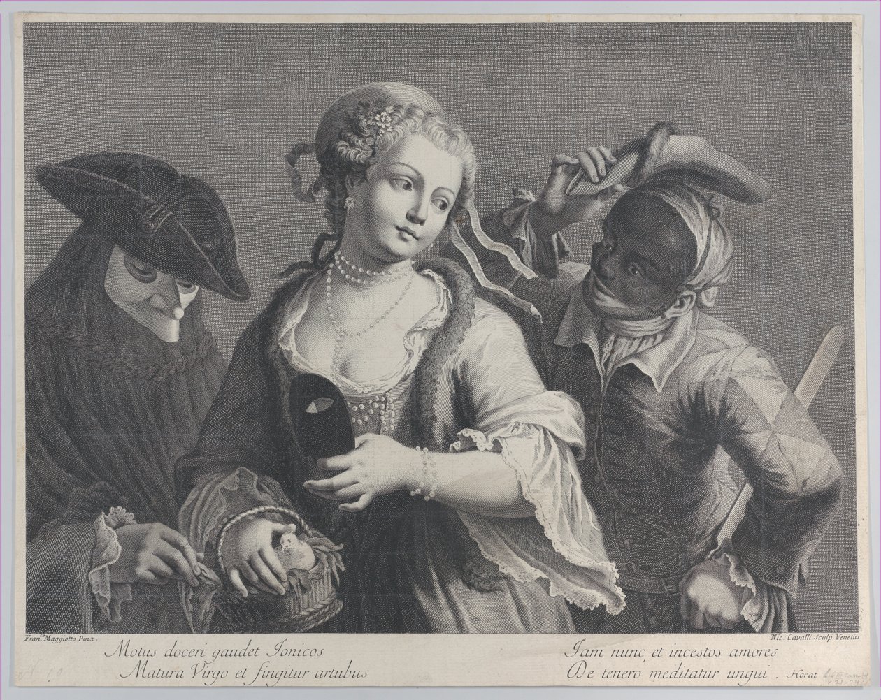 Három félalakos figura egy velencei karneválról, 1750-1822., 1750-1822. alkotó: Niccolò Cavalli