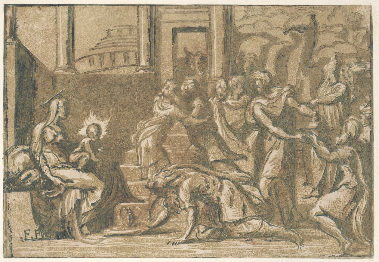 A mágusok imádása, 1540-50., 1540-50. alkotó: Giuseppe Niccolò Vicentino