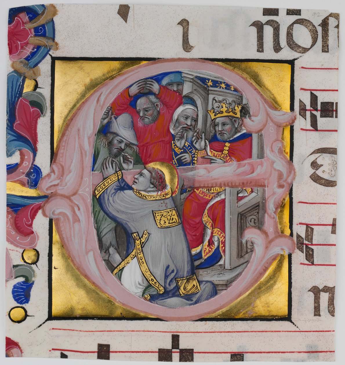 Kéziratos megvilágítás Szent István vértanúságával egy kezdeti E..., c1394-1402. alkotó: Niccolò di Giacomo da Bologna