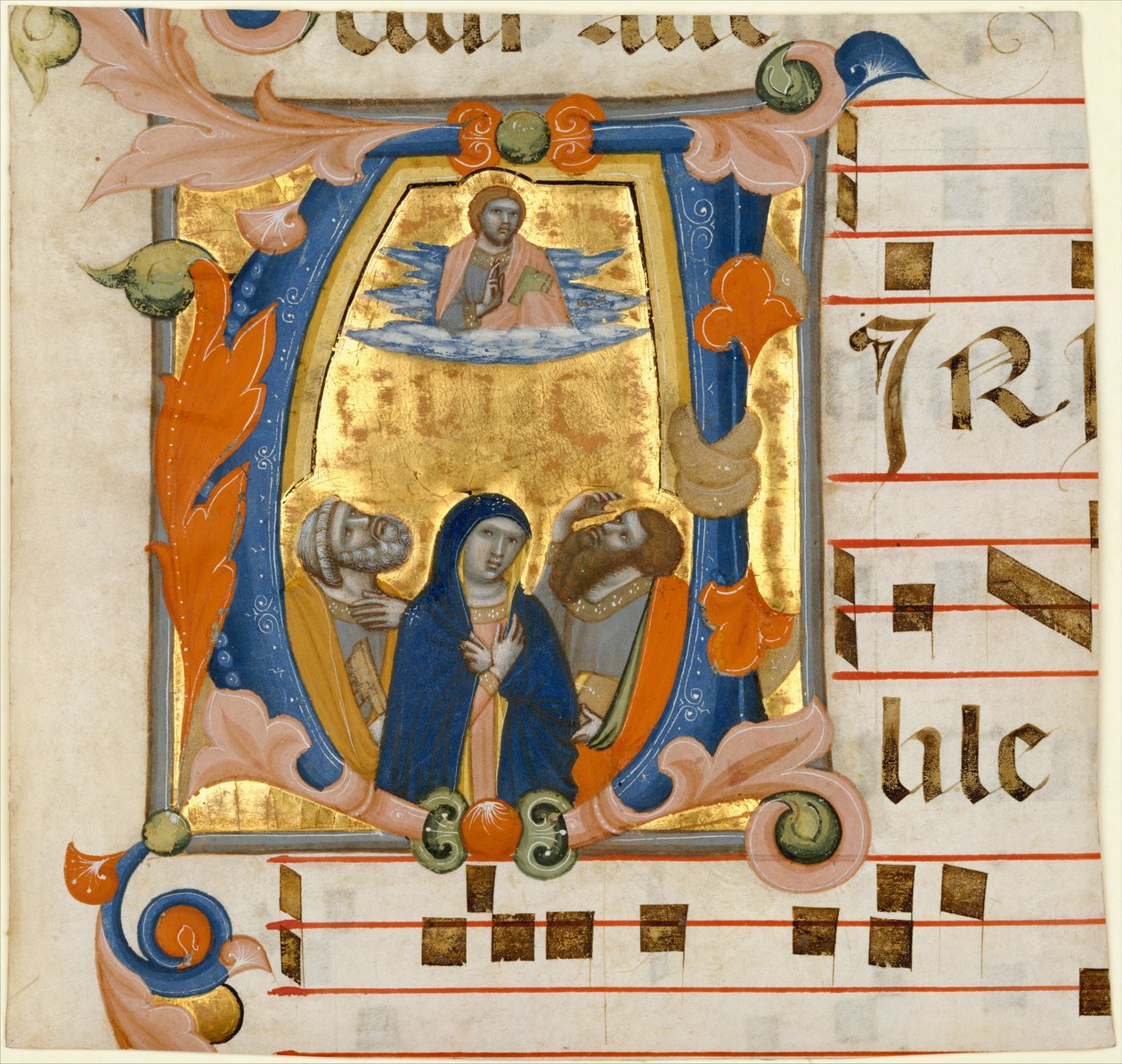 Felemelkedés egy kezdeti V-ben, kb. 1342-50. alkotó: Niccolò di ser Sozzo