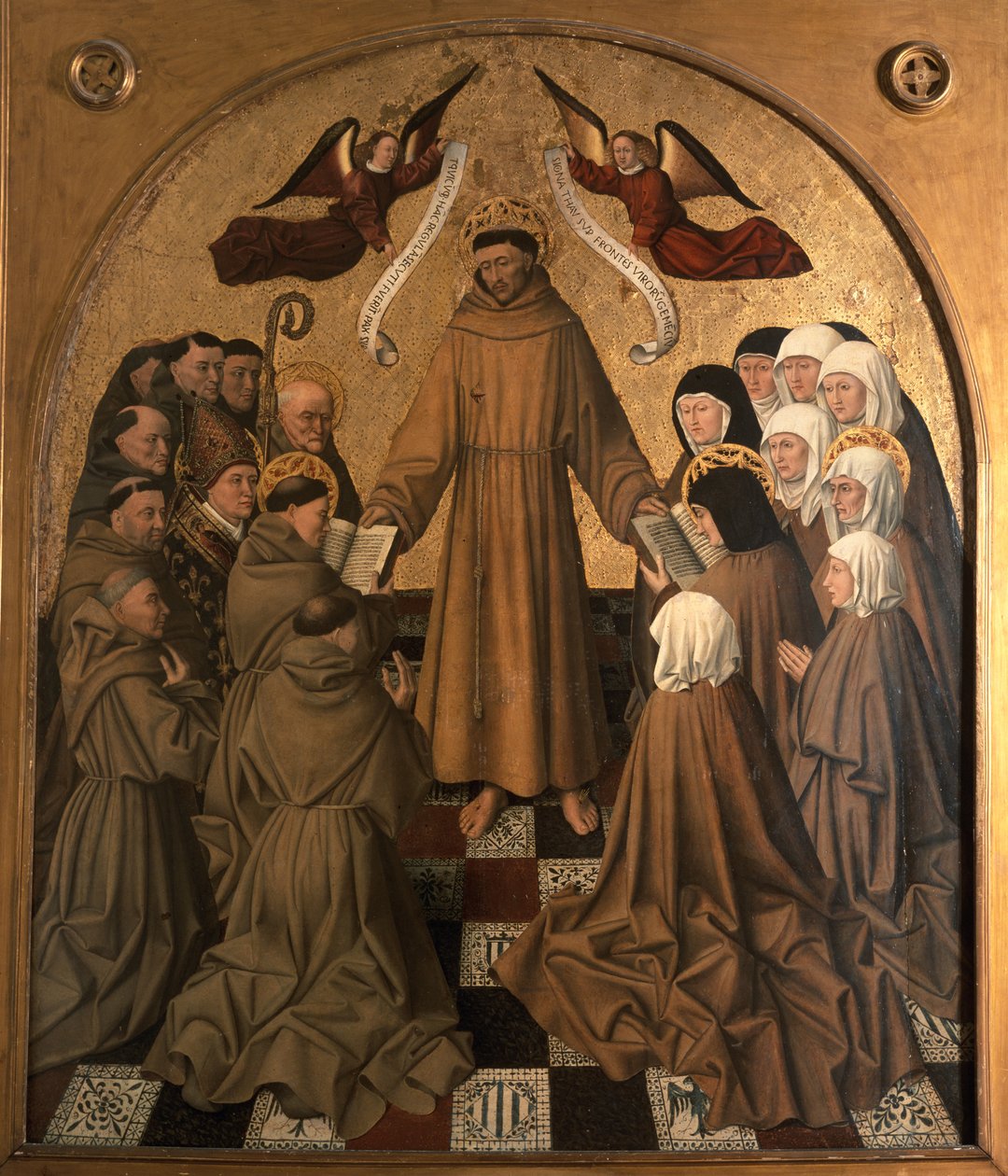 Szent Ferenc uralmat ad tanítványainak, tábla a Pala di Rocca-ból (tempera és aranylevél a táblán) alkotó: Niccolo Antonio Colantonio