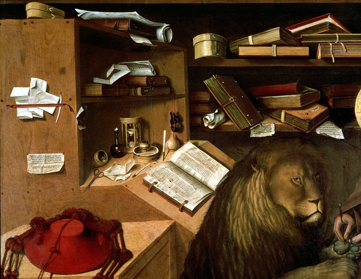 Szent Jeromos tövis eltávolítása az oroszlán mancsáról, 1445 körül (178985 részlet) alkotó: Niccolo Antonio Colantonio