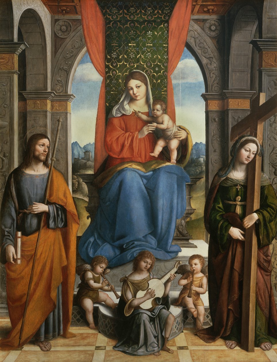 Madonna és gyermek galíciai Szent Jakabbal és Szent Ilonával alkotó: Niccolo  Pisano