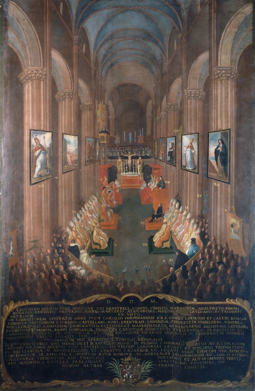 A tridenti zsinat nyitó ülése 1545-ben, részlet alkotó: Niccolo Dorigati