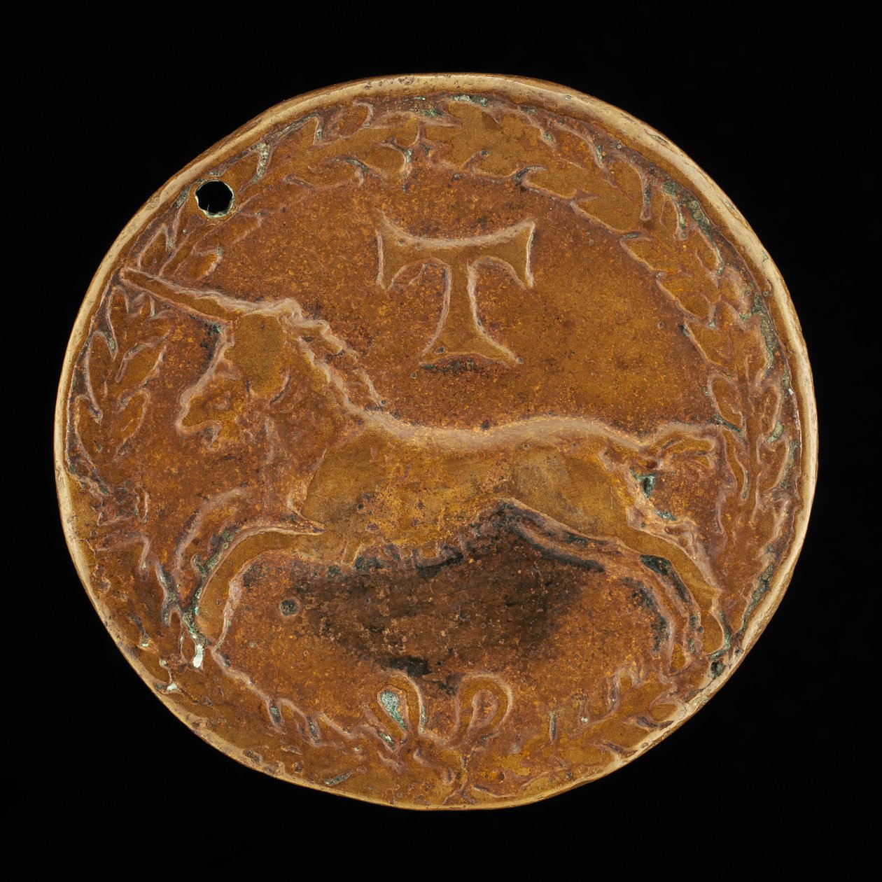 Egyszarvú és Tau-Cross [fordítva], c. 14801486. alkotó: Niccolo Fiorentino