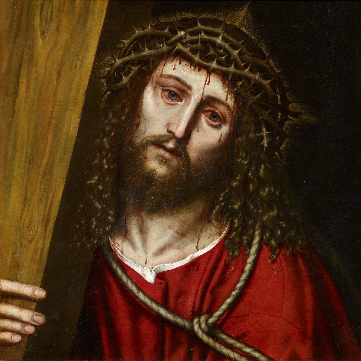 Krisztus keresztet hordozó - Frangipane, Niccolo (aktív 1563-1597) - 1574 - Olaj, vászon - 40,5x40,5 - Museo Carmen Thyssen, Malaga alkotó: Niccolo Frangipane