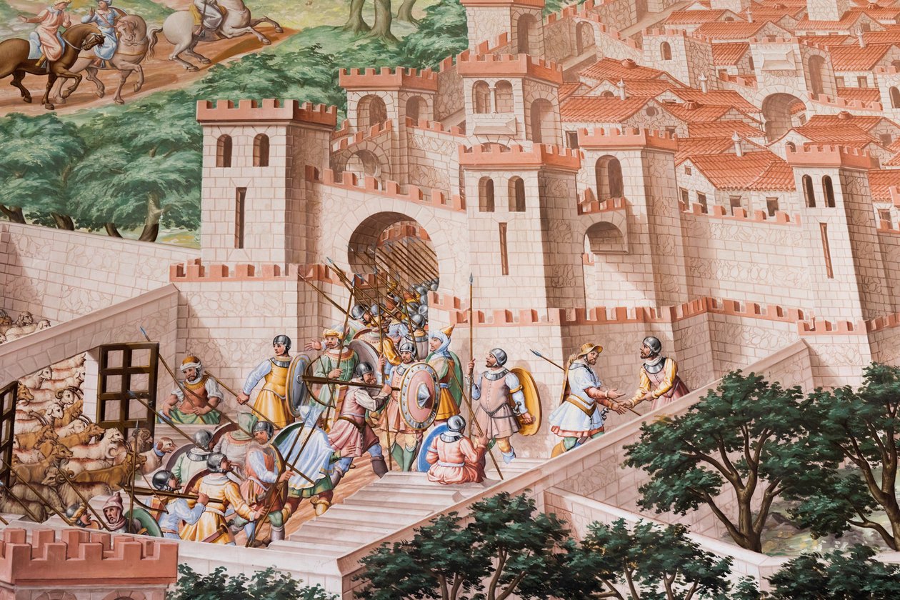 Részlet a freskóról az 1431-es la higueruela-i csata Csatacsarnokában alkotó: Niccolo Granello