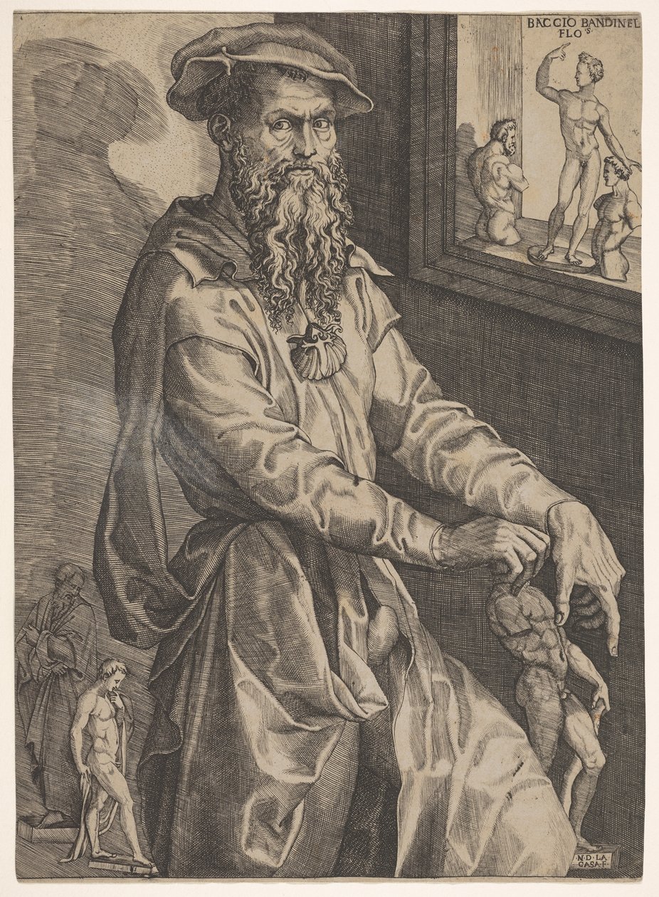 Baccio Bandinelli portréja, háromnegyed hosszban egy ablaktábla mellett contai..., kb. 1540-48. alkotó: Niccolo della Casa