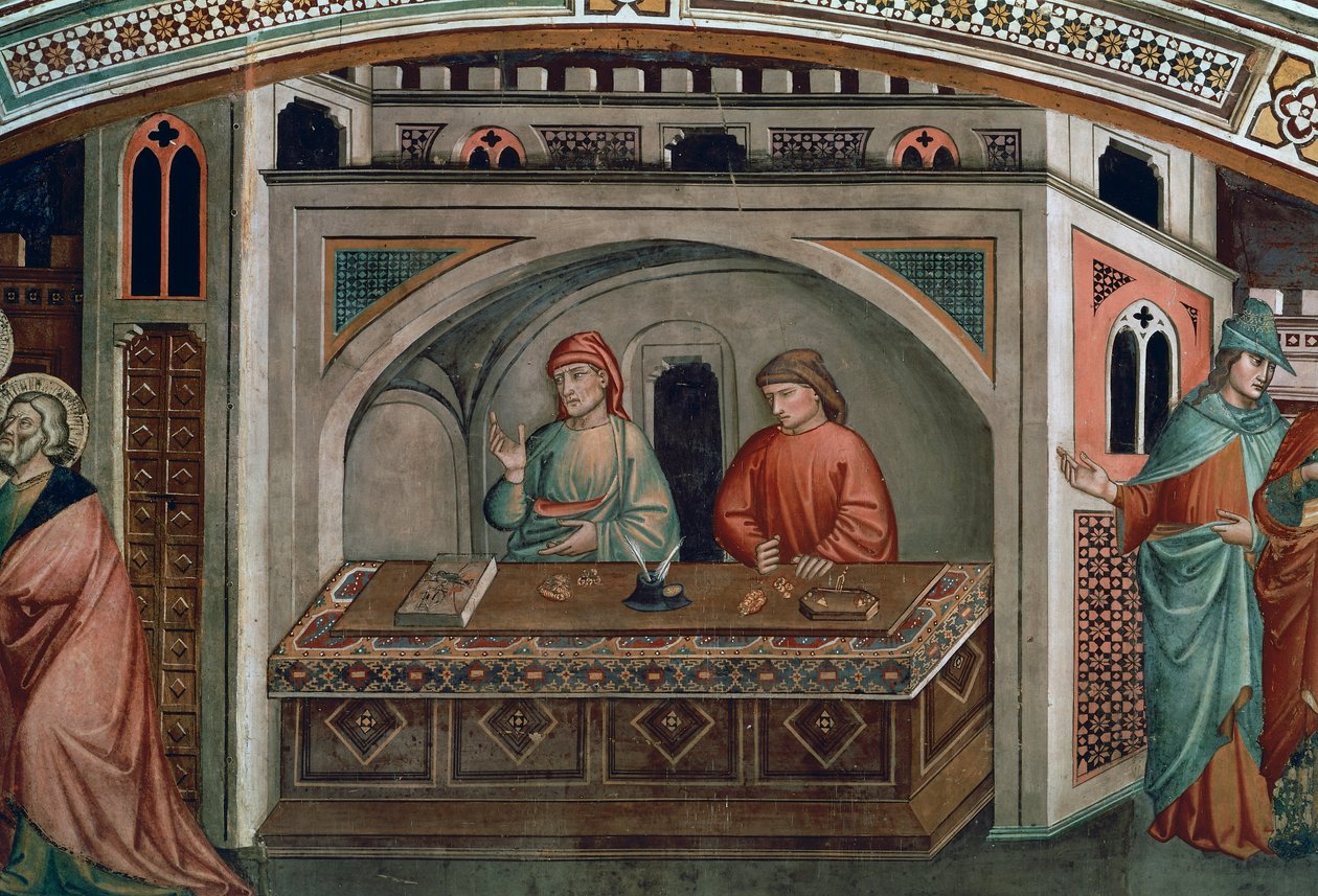 Két bankár, részlet a Szent Máté életéből alkotó: Niccolo di Pietro Gerini