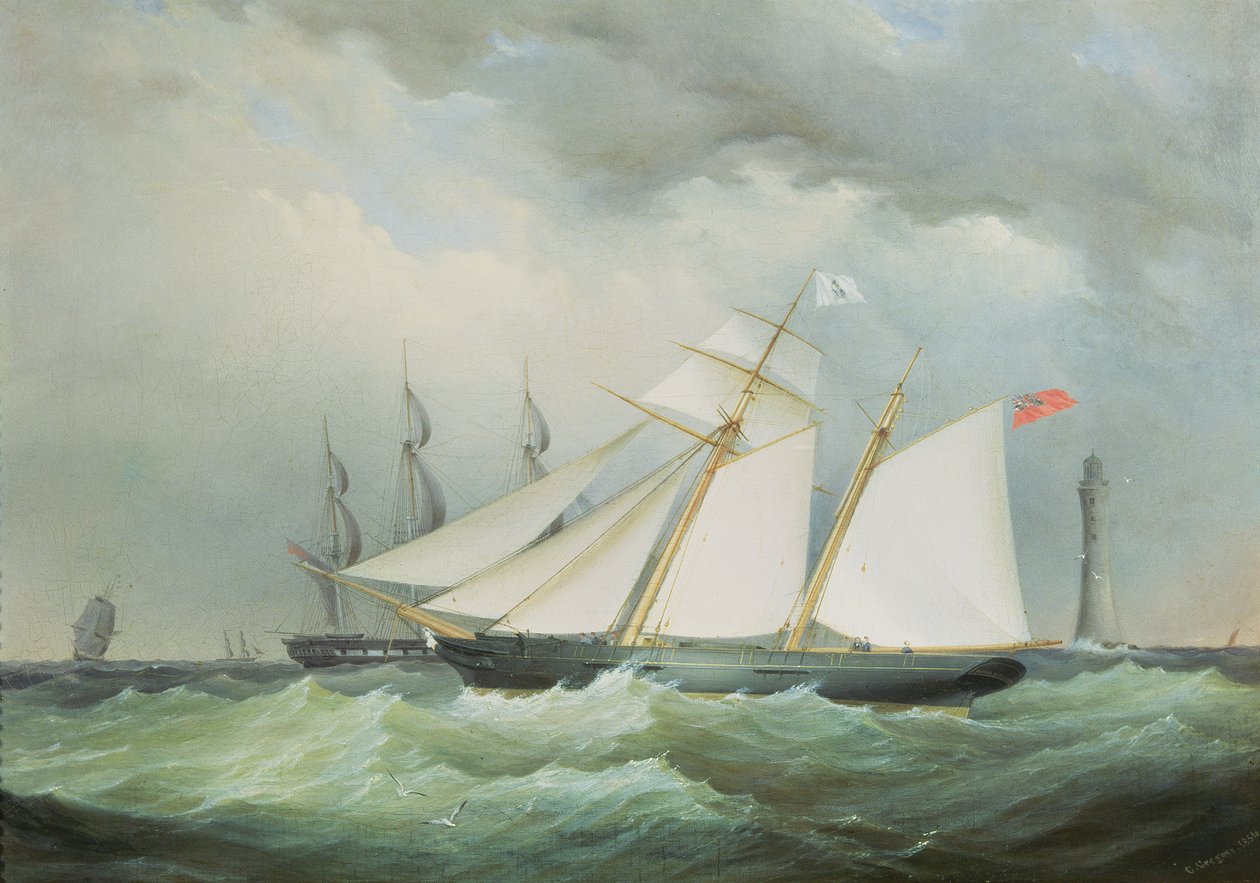 Schooner az Eddystone világítótoronyról alkotó: Nicholas Matthews Condy