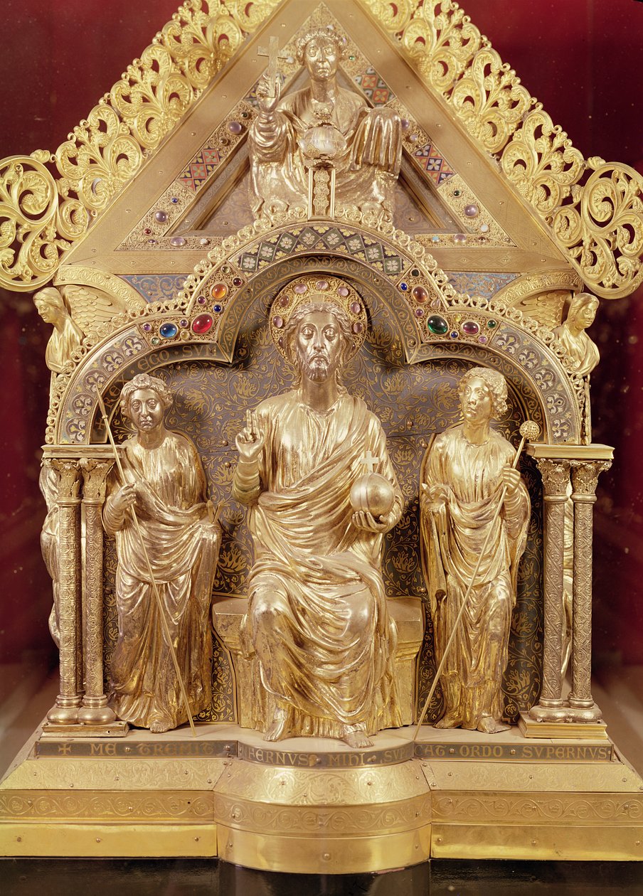 A Notre-Dame de Tournai-i Boldogasszony-szentély, oromzatos vég, amely Krisztust a Fenségben ábrázolja, 1205 (arany, chample zománc és drágakövek) alkotó: Nicholas of Verdun