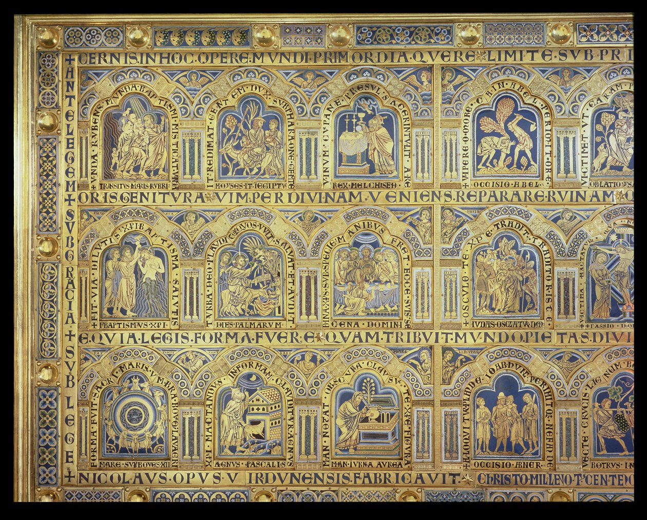 A bibliai jeleneteket ábrázoló verduni oltár, 1181 (pempős zománcozás) (a középső panel bal oldali része) (a többi táblát lásd: 146819, 146821-823) alkotó: Nicholas of Verdun