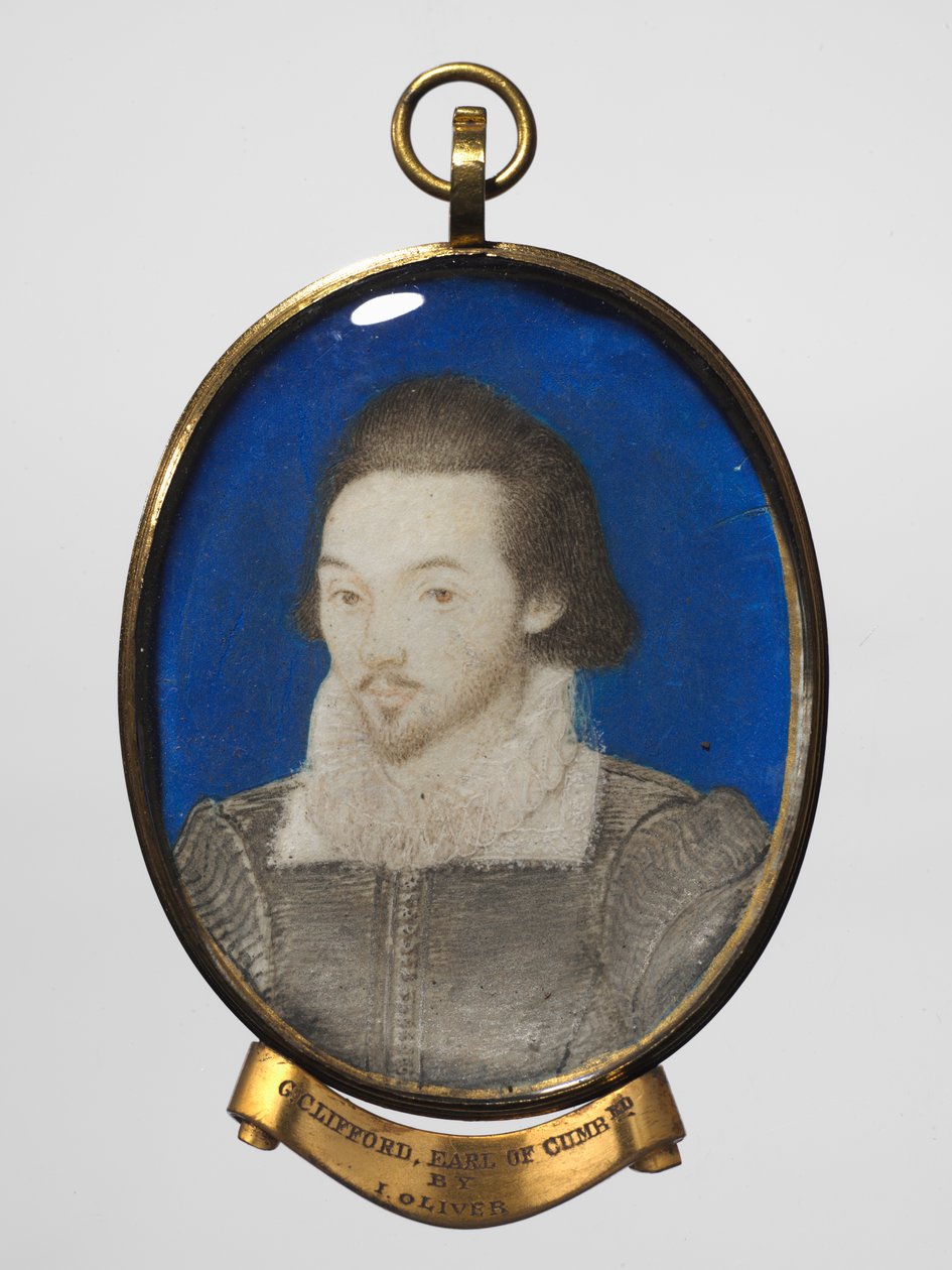 Férfi portréja, 1600 körül (velumen, arany szegéllyel, aranyozott fémkeretben) alkotó: Nicholas (manner of) Hilliard