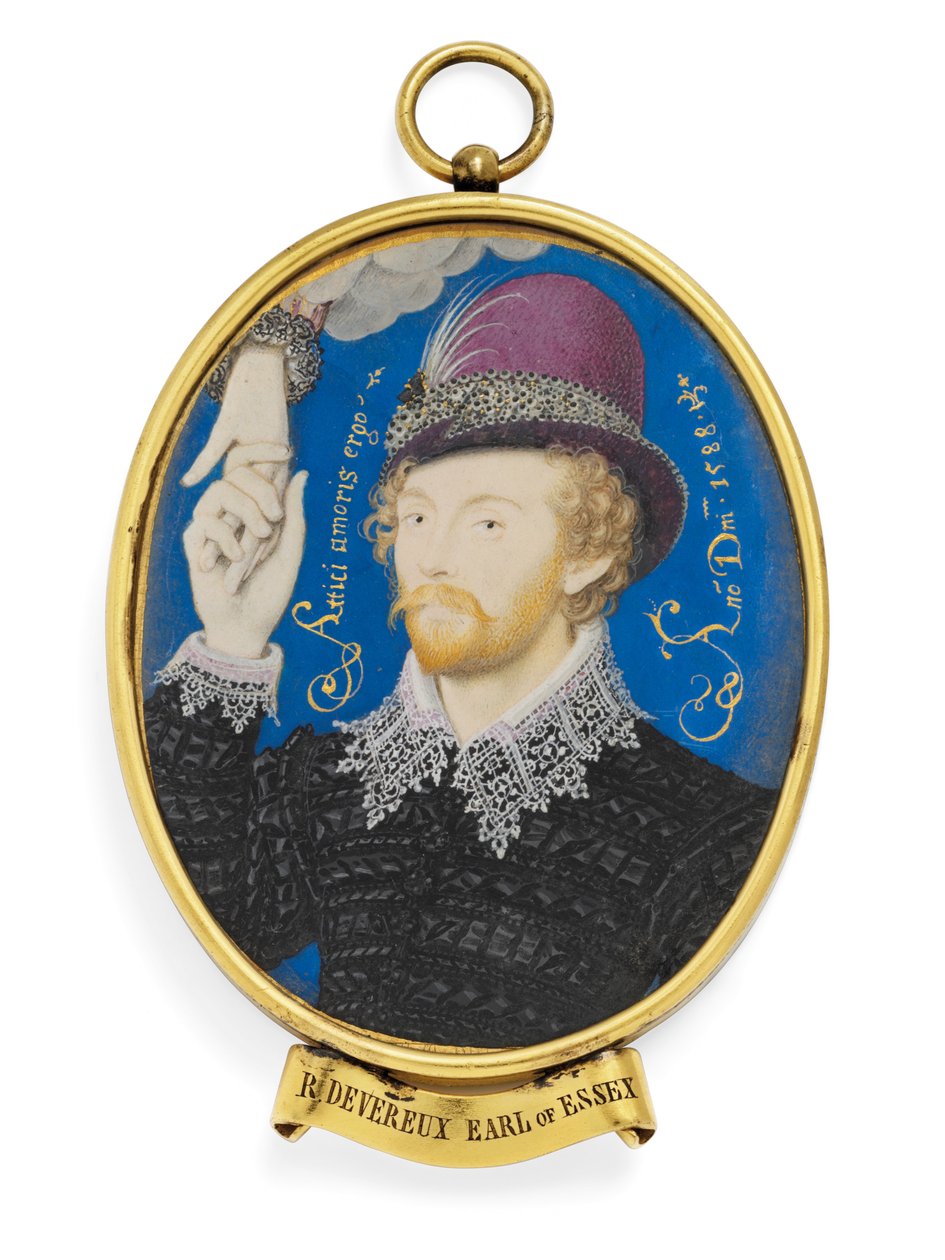 Egy fiatal úr, aki összekulcsolja a kezét a felhőből alkotó: Nicholas (studio of) Hilliard