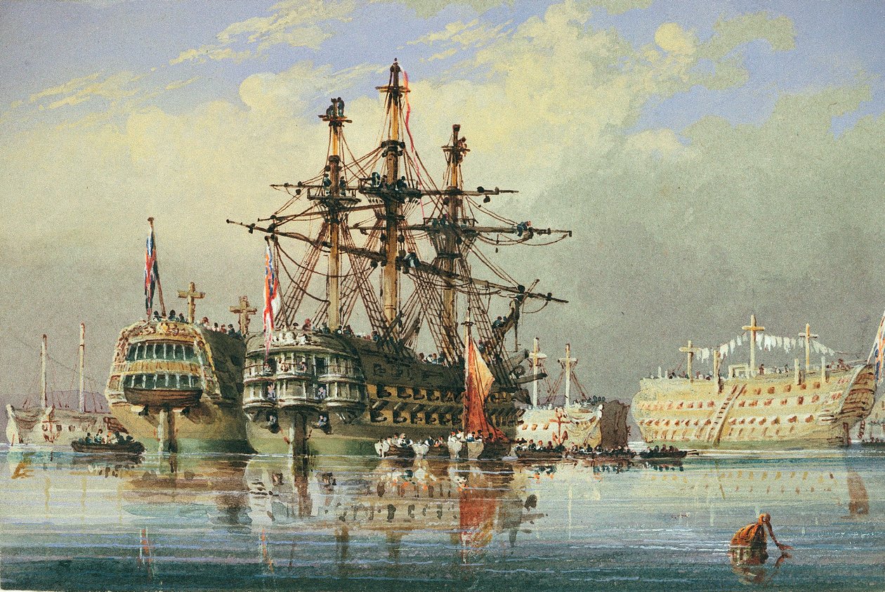 Hajók Devonportban, 1850 körül (akvarell) alkotó: Nicholas Condy