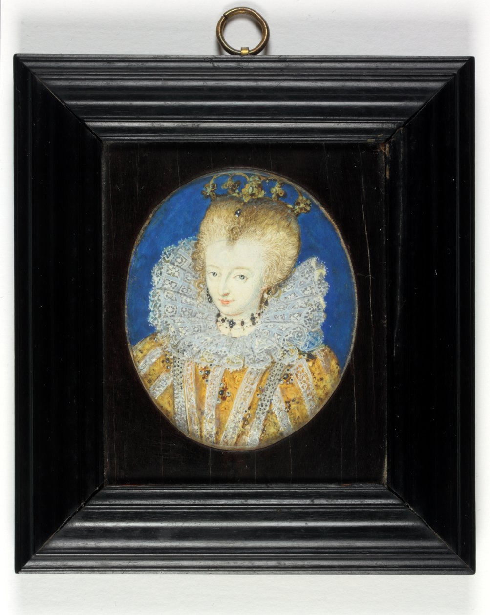 Egy hölgy, amelyet hagyományosan I. Erzsébet királynőként azonosítanak, amikor hercegnő (zománc) alkotó: Nicholas Hilliard