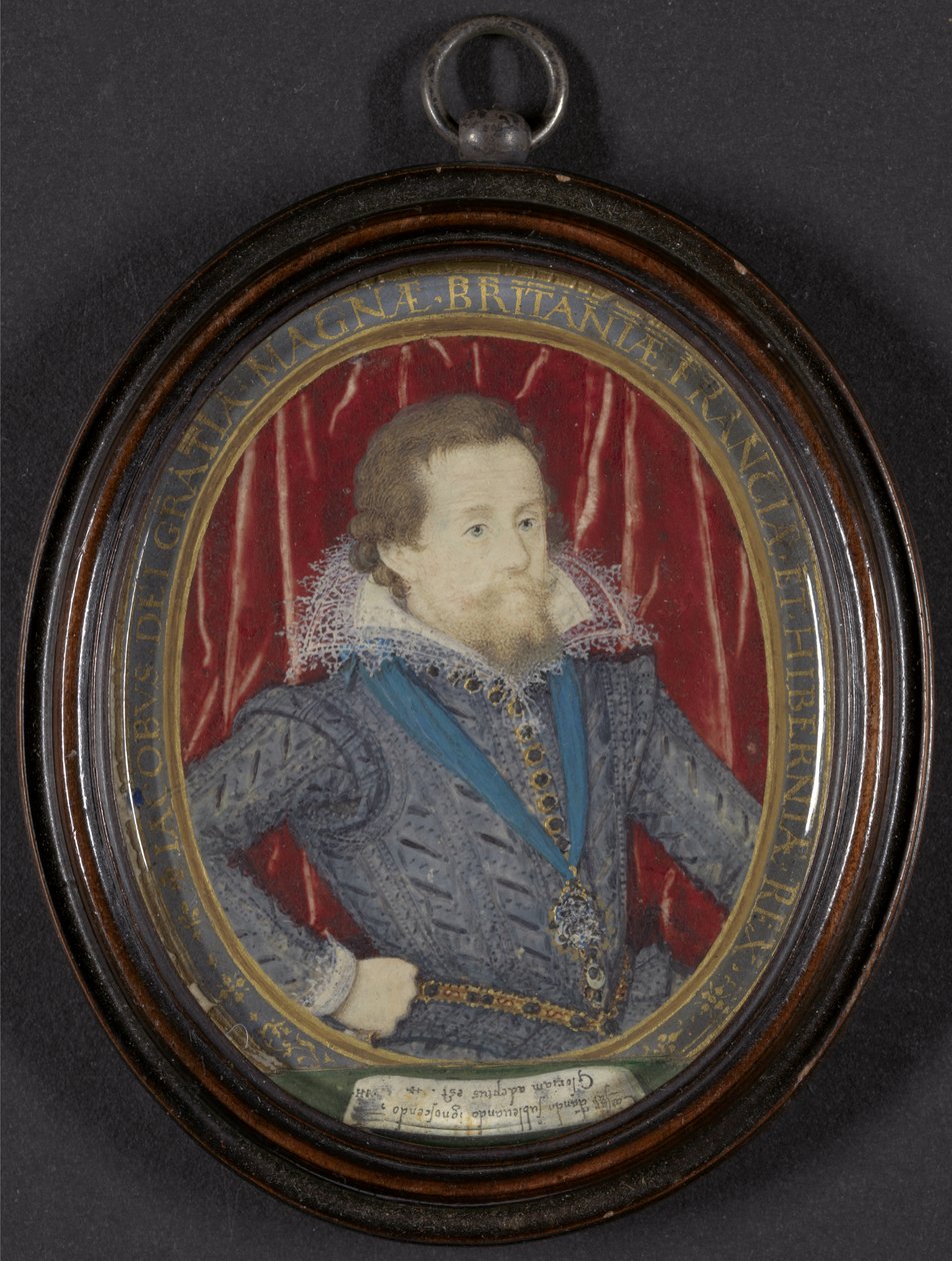 I. Jakab angol és VI Skócia, 1610 körül (v/c, gouache és arany, toll és fekete tinta pergamen) alkotó: Nicholas Hilliard