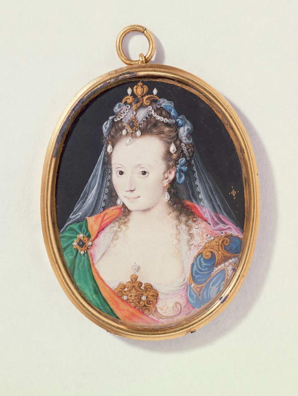 Arabella Stuart, Lennox hercegnő miniatúrája, 1593 (wc pergamen) alkotó: Nicholas Hilliard