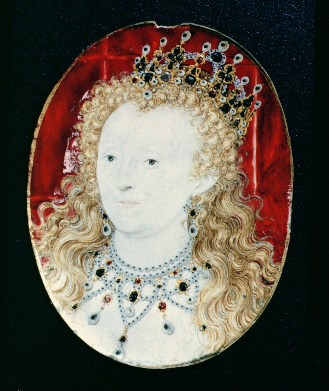 Erzsébet királynő miniatűrje (wc pergamen a játékkártyán) alkotó: Nicholas Hilliard