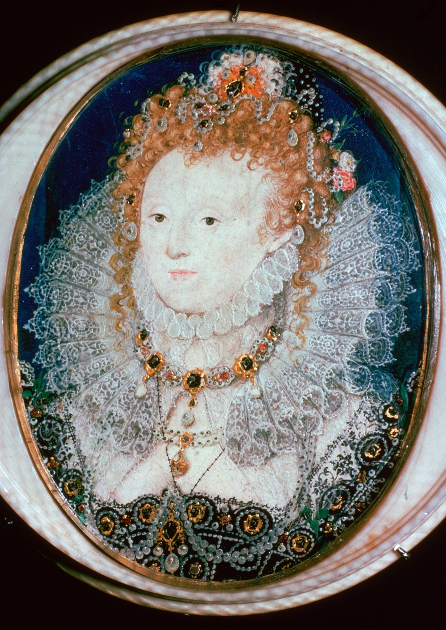 I. Erzsébet királynő miniatűr portréja, 16. század alkotó: Nicholas Hilliard