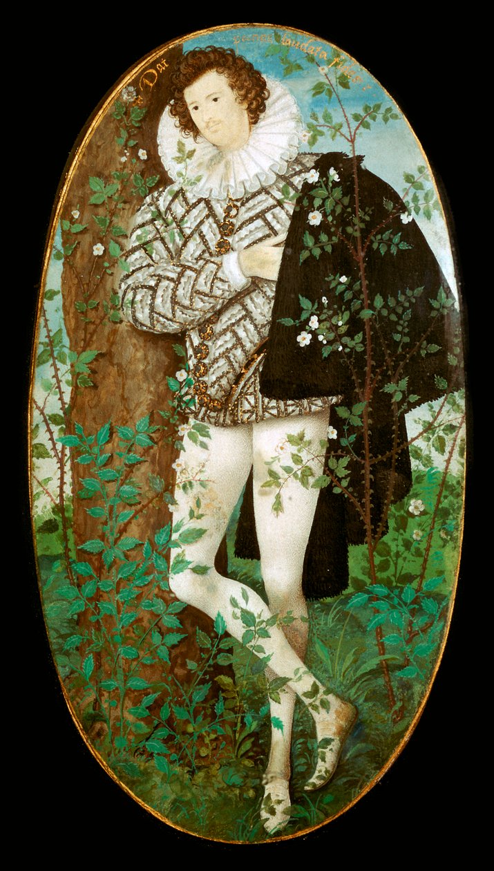 Miniatűr fiatalember portréja, 16. század alkotó: Nicholas Hilliard