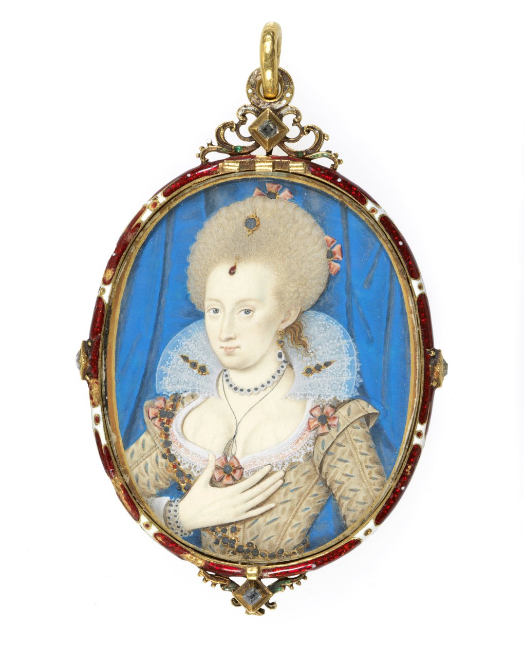 3855. sz. dán Anne (1574-1619) I. Jakab angol király felesége, 1610 körül (játékkártyán vellum) (az esetet lásd: 109671) alkotó: Nicholas Hilliard