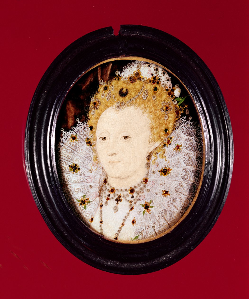 I. Erzsébet királynő portréja (akvarell pergamen) alkotó: Nicholas Hilliard