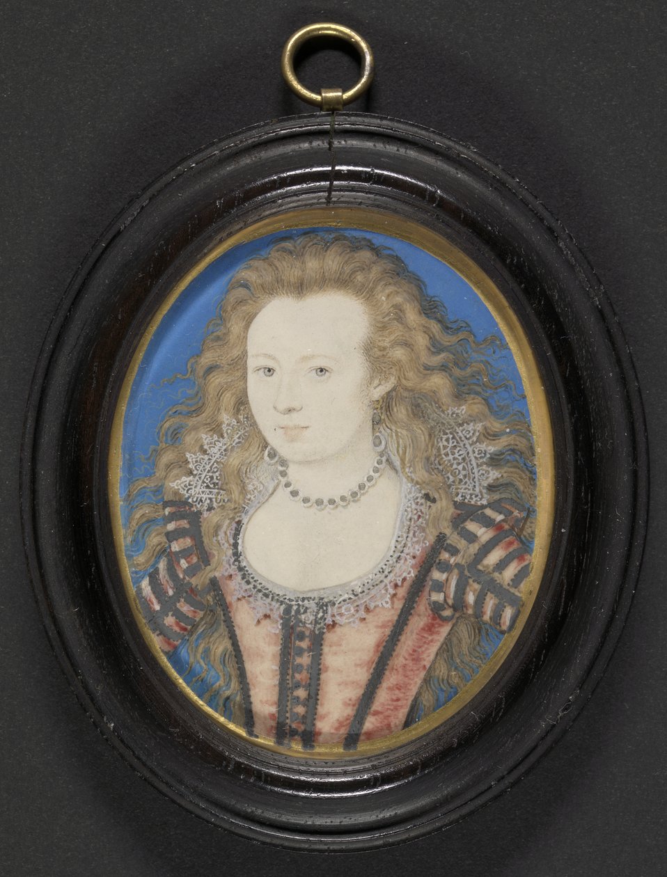 Hölgy portréja, 1605-1010 körül (guache és vellum kártyára fektetve) alkotó: Nicholas Hilliard