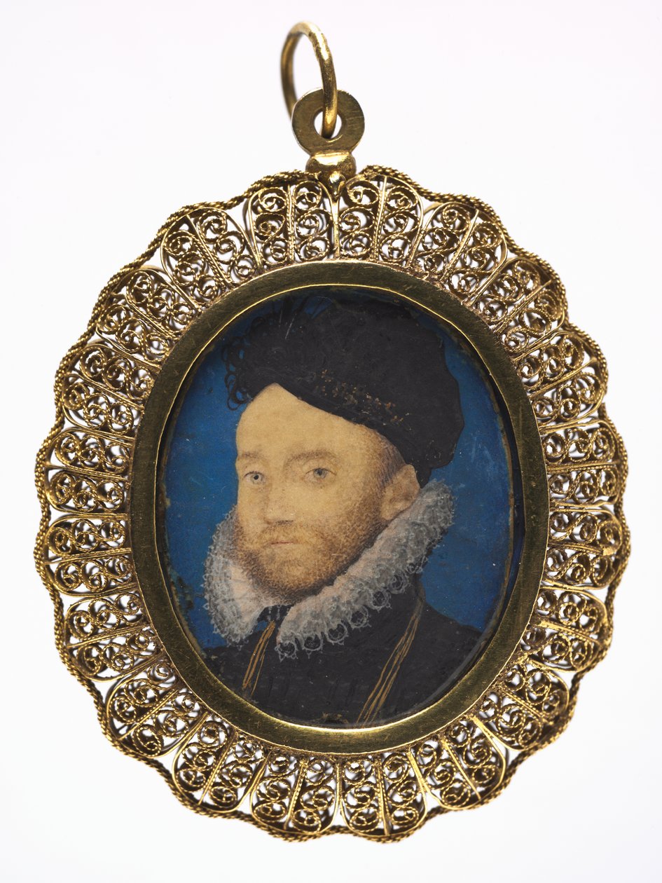 Férfi portré, 1590 körül (velumen, későbbi aranyozott fémkeretben) alkotó: Nicholas Hilliard