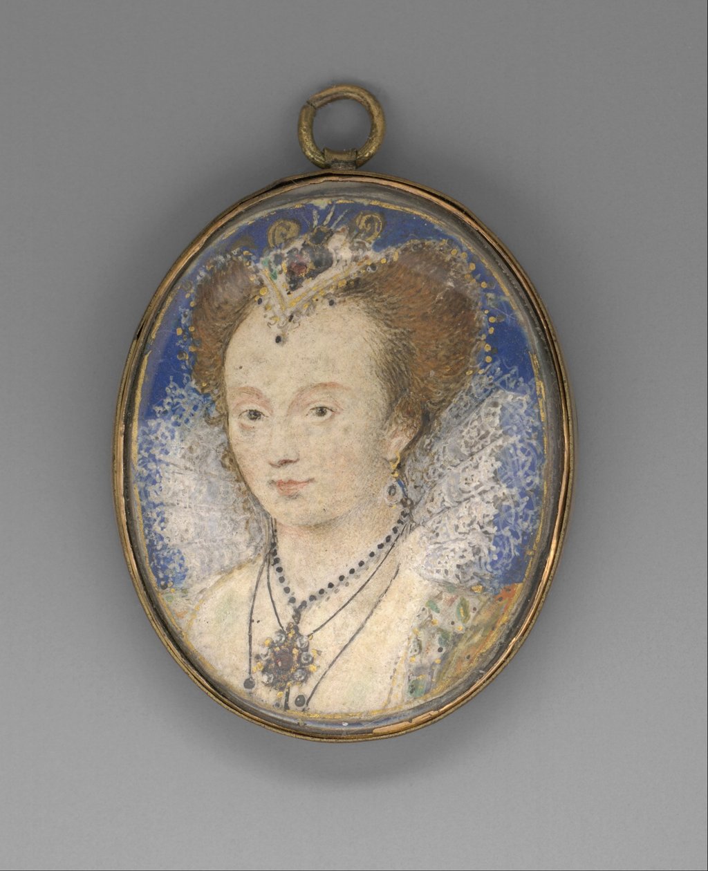 Női portré, 1590 körül (perselybe fektetve a kártyára) alkotó: Nicholas Hilliard