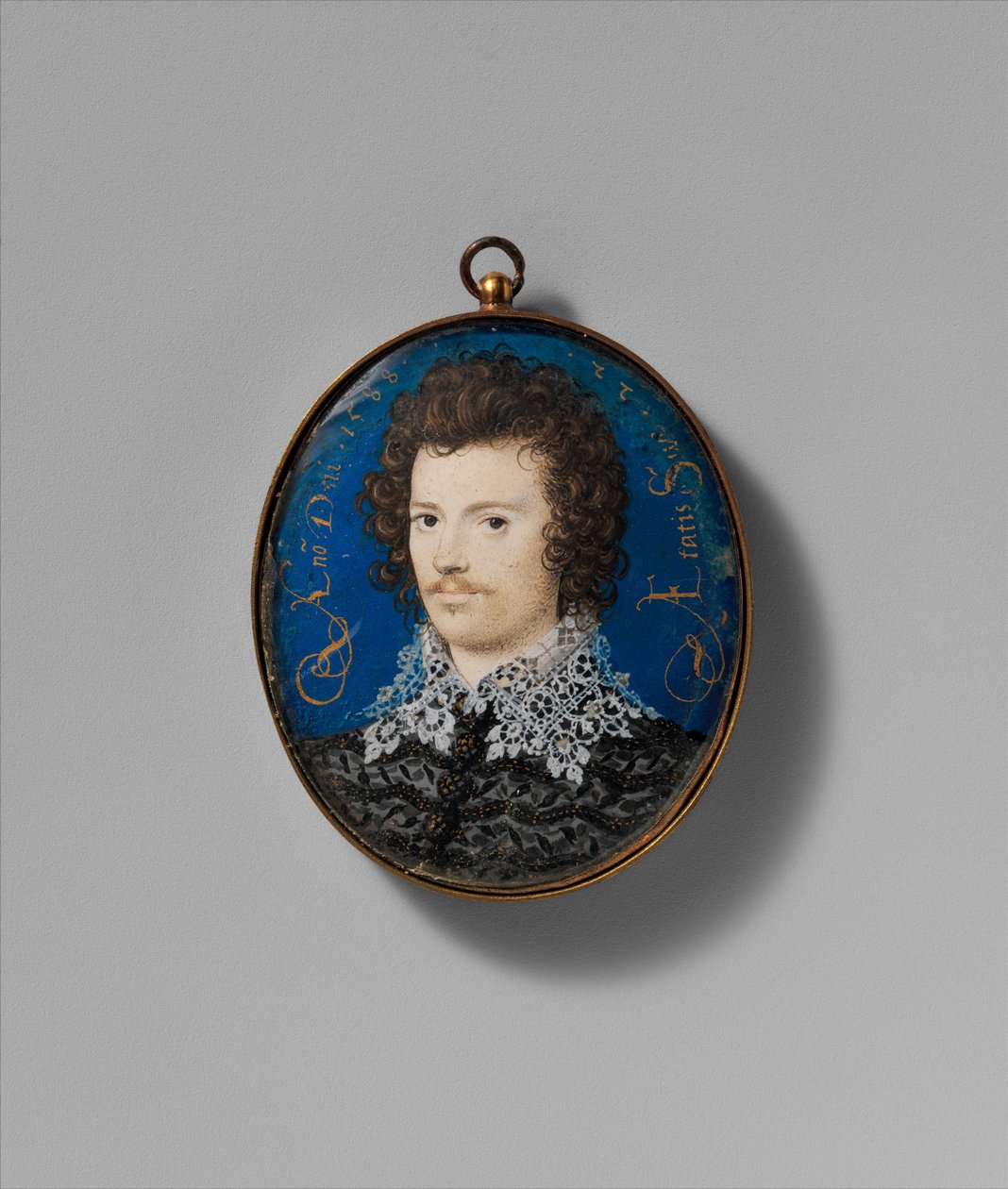 Fiatal férfi portréja, 1588 (perselybe fektetve a kártyára) alkotó: Nicholas Hilliard