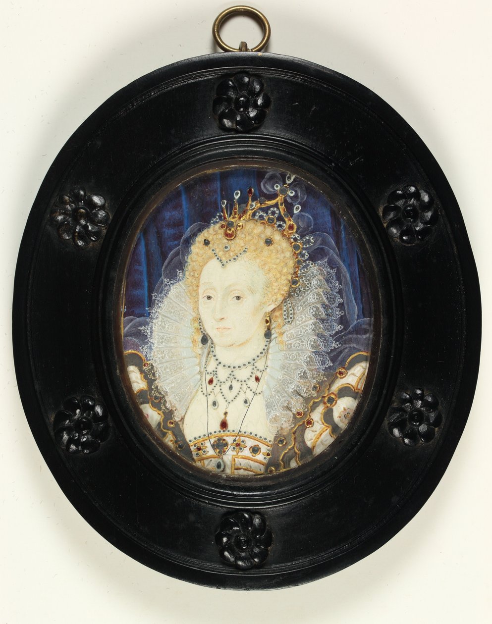 Erzsébet királynő (akvarell elefántcsonton) alkotó: Nicholas Hilliard