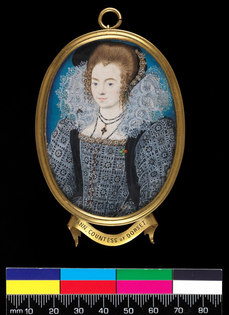 Ismeretlen hölgy (korábban Dorset grófnőjeként azonosították), 1595 körül (testszín pergamen a játékkártyán) alkotó: Nicholas Hilliard