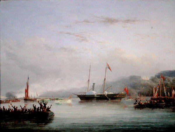 Az első Victoria és Albert jacht Plymouth mellett (olaj a fedélzeten) alkotó: Nicholas Matthews Condy
