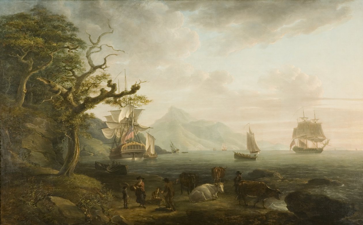 Kilátás Nevisre St. Kittsből, 1790 alkotó: Nicholas Pocock
