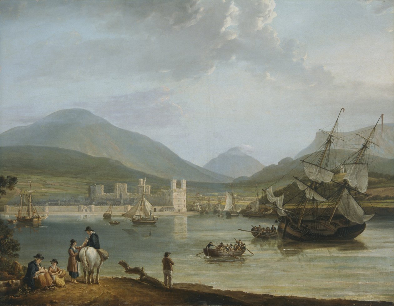 Caernarvon kastély és öböl (olaj, vászon) alkotó: Nicholas Pocock