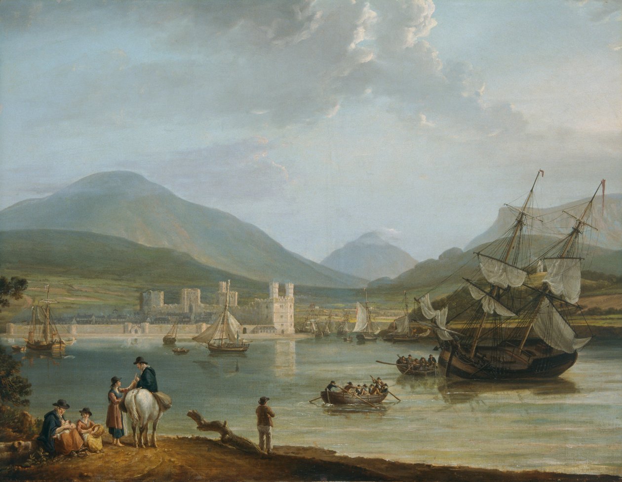 „Caernarvoni kastély és öböl”, 1780-1810 alkotó: Nicholas Pocock