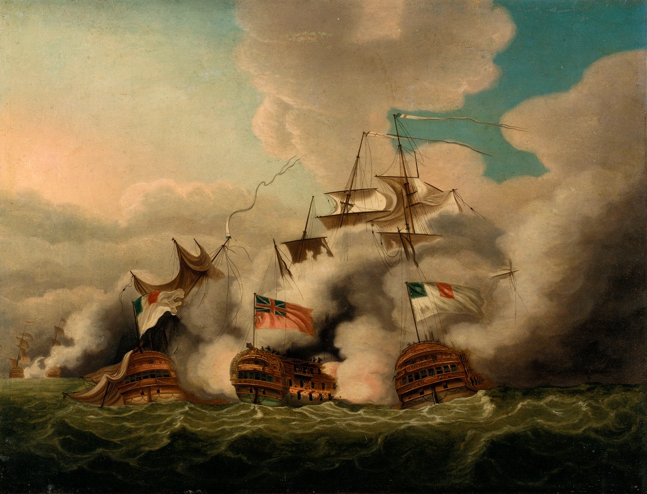 A HMS "Brunswick" áttöri a vonalat a június elsejei csatában alkotó: Nicholas Pocock