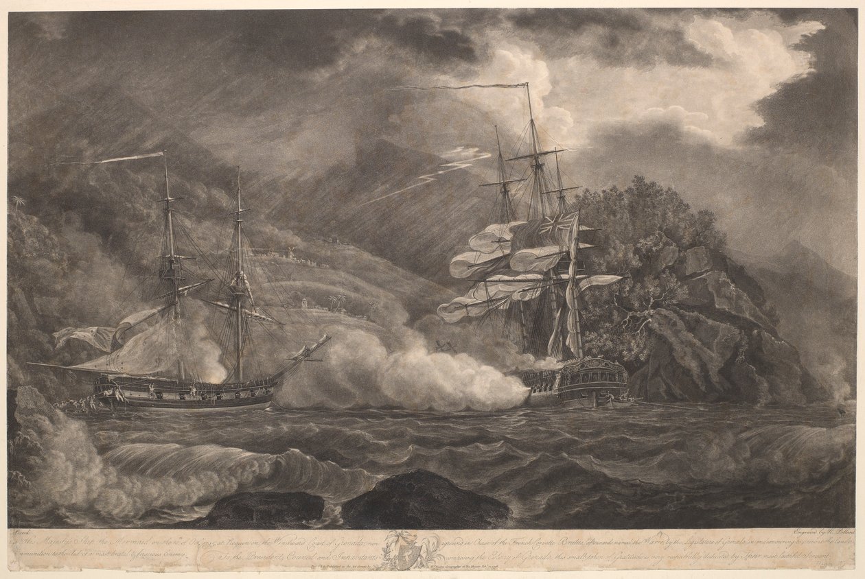 Őfelsége hajója, a "Hableány" 1795. október 10-én, Requinben.... Grenada, zátonyra futott a francia 