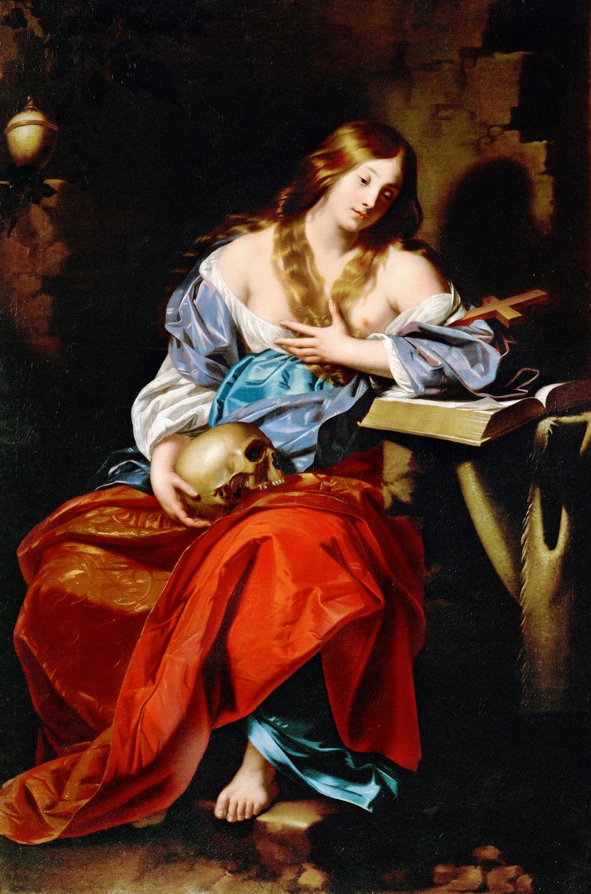 Marie Madeleine – Mária Magdolna, Renieri (Regnier), Niccolo (1590-1667 körül). Olaj, vászon, c. 1655. Mérete : 185x123,5 cm. Művészettörténeti Múzeum, Vienne alkotó: Nicholas Renieri