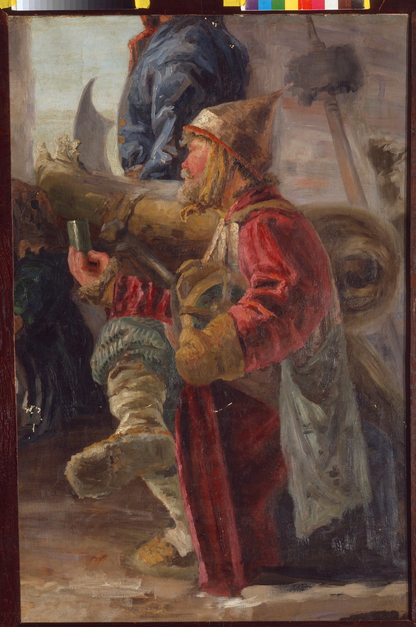 Orosz tüzér a bajok idején (1598-1613). Nicolas (Nicholas) Roerich (1874-1947) festménye, tempera, vászon alkotó: Nicholas Roerich