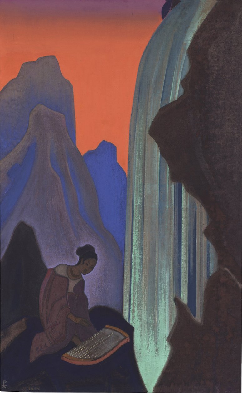 Chant de la Cascade – Ének a vízesésről, Roerich, Nicholas (1874-1947). Tempera, vászon, méret: 99,5x61,5, , Állami Keleti Művészeti Múzeum, Moszkva alkotó: Nicholas Roerich