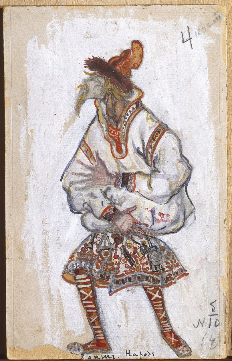 Jelmeztervezés Igor Stravinsky "A tavasz rítusa" című balettjéhez, 1912 alkotó: Nicholas Roerich
