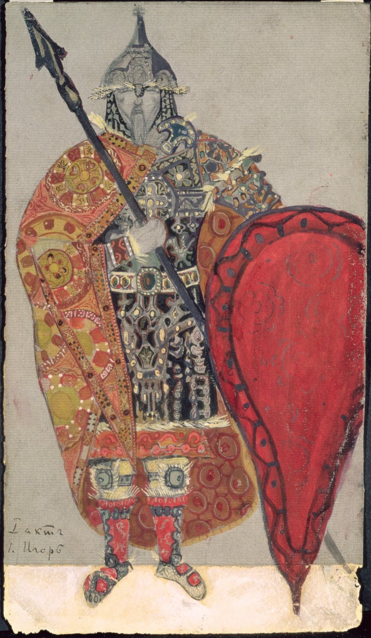 Jelmeztervezés Alekszandr Borodin "Igor herceg" című operájához alkotó: Nicholas Roerich