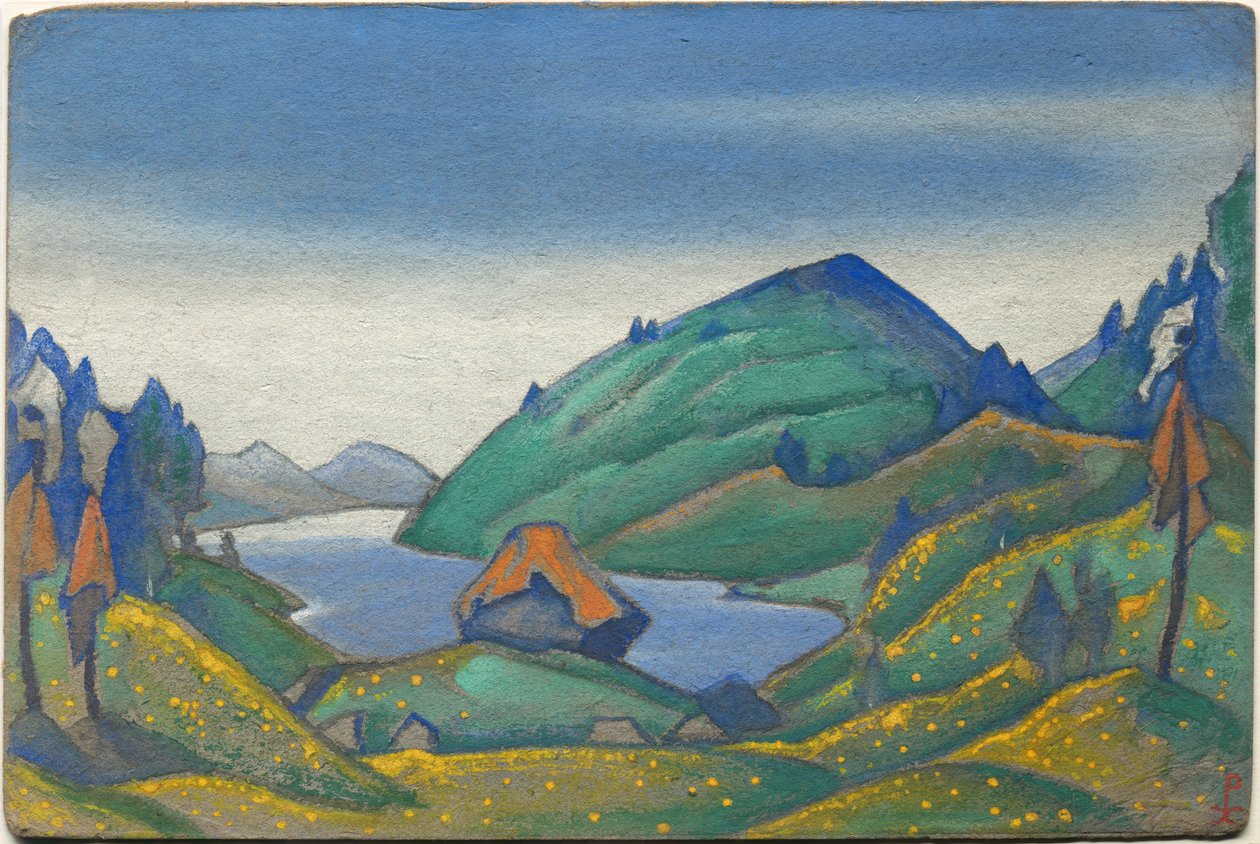 Sztravinszkij „A tavasz rítusa” című balettjének díszlete, 1944 alkotó: Nicholas Roerich