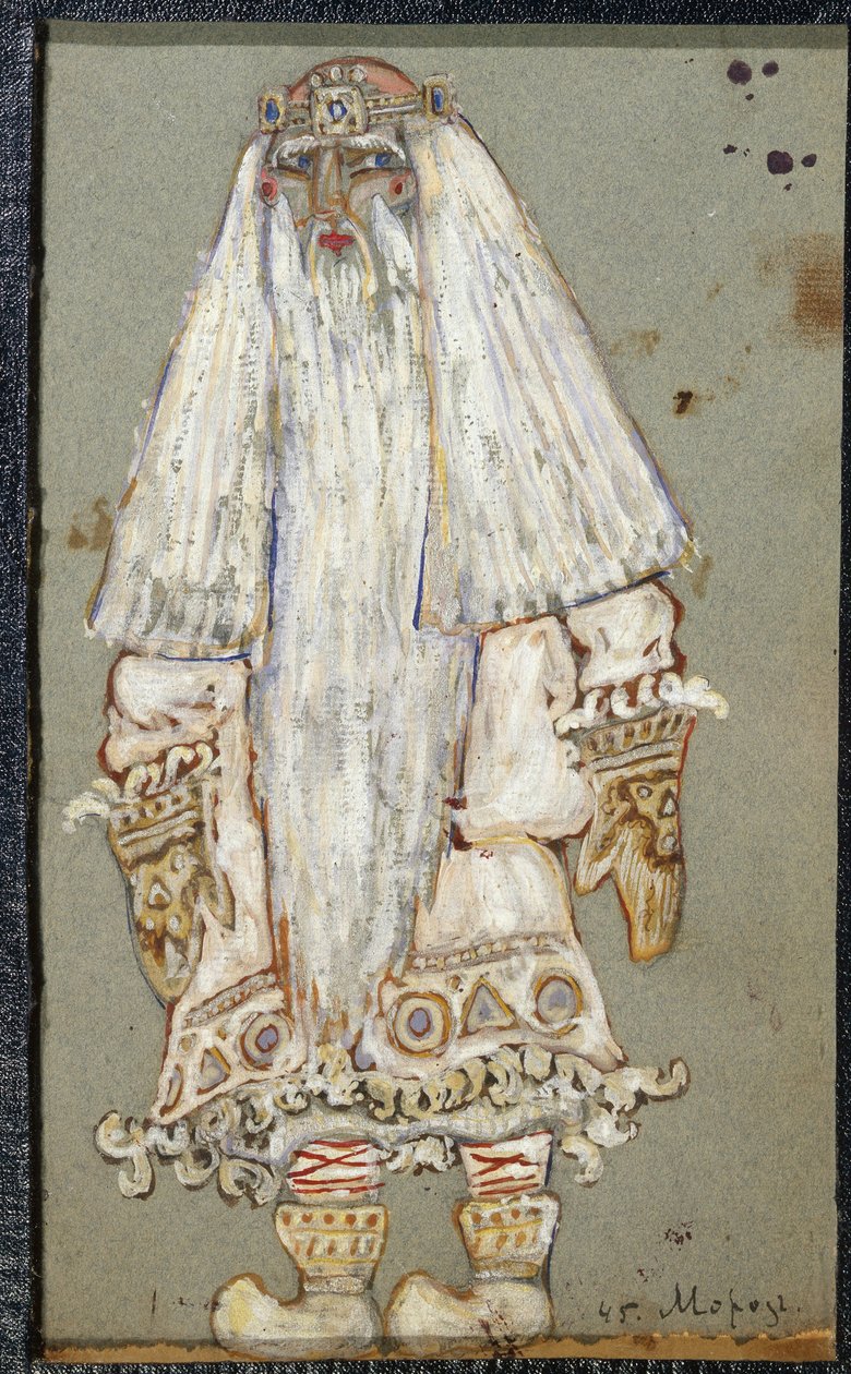 Ded Moroz (Frost nagypapa, Mikulás). Jelmezterv Alexandre Ostrovski (1823-1886) The Snow Maiden című darabjához. Nicholas Roerich (1874-1947) munkája, tempera papíron alkotó: Nicholas Roerich