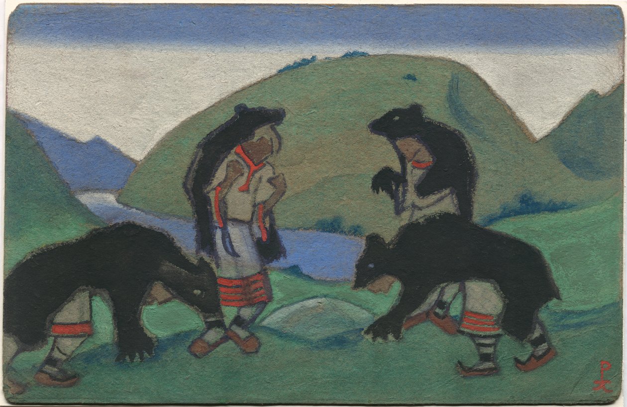 Vének medvebőrben, dekor- és jelmeztervezés Sztravinszkij „Le Sacre du Printemps” című balettjéhez, 1944 alkotó: Nicholas Roerich