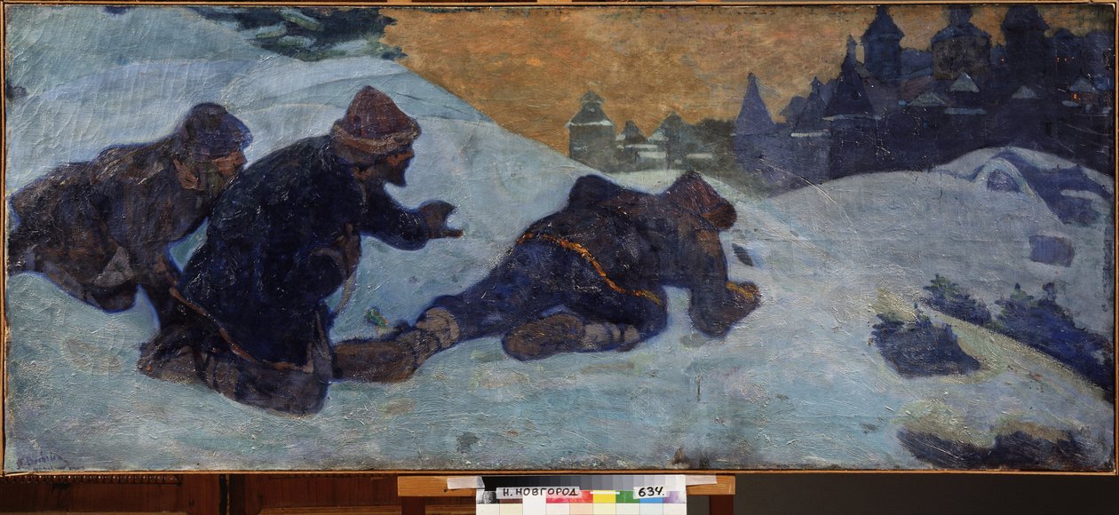 A kémek. Nicholas Roerich (1874-1947) festménye, tempera, vászon alkotó: Nicholas Roerich