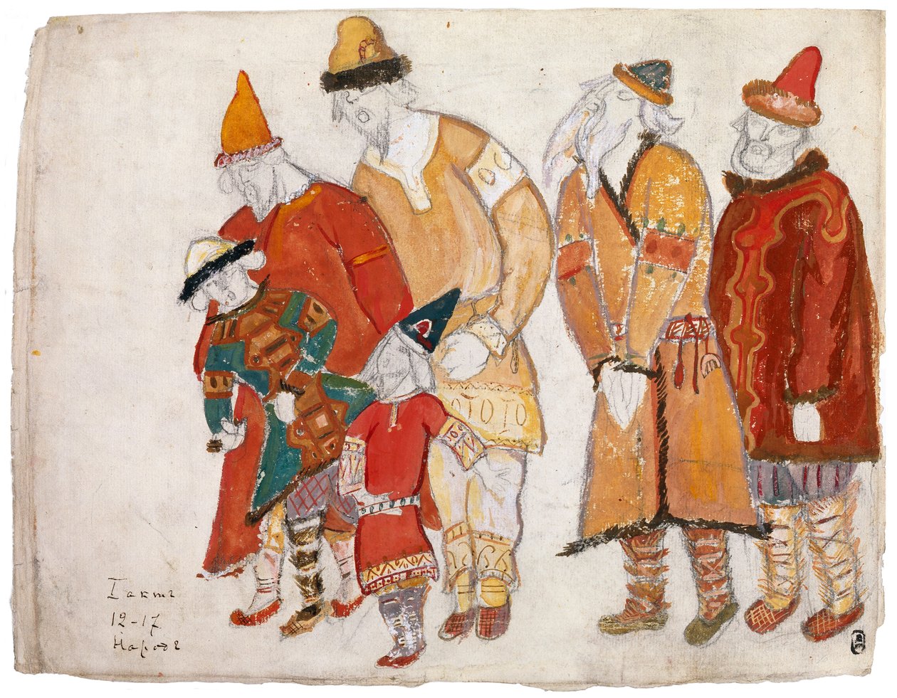 Népek. Jelmezterv A. Borodin Igor herceg című operájához, 1914 alkotó: Nikolai Konstantinowitsch Roerich
