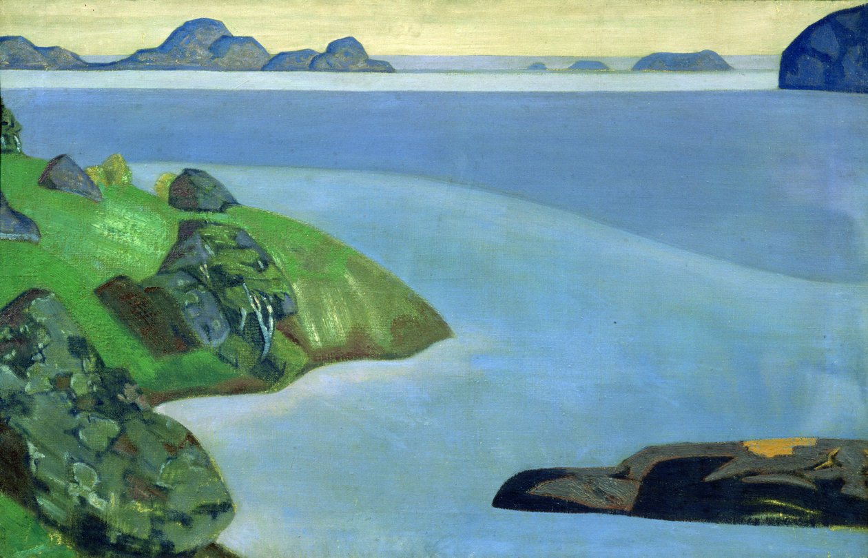 Sziklás tengerparti táj alkotó: Nicholas Roerich